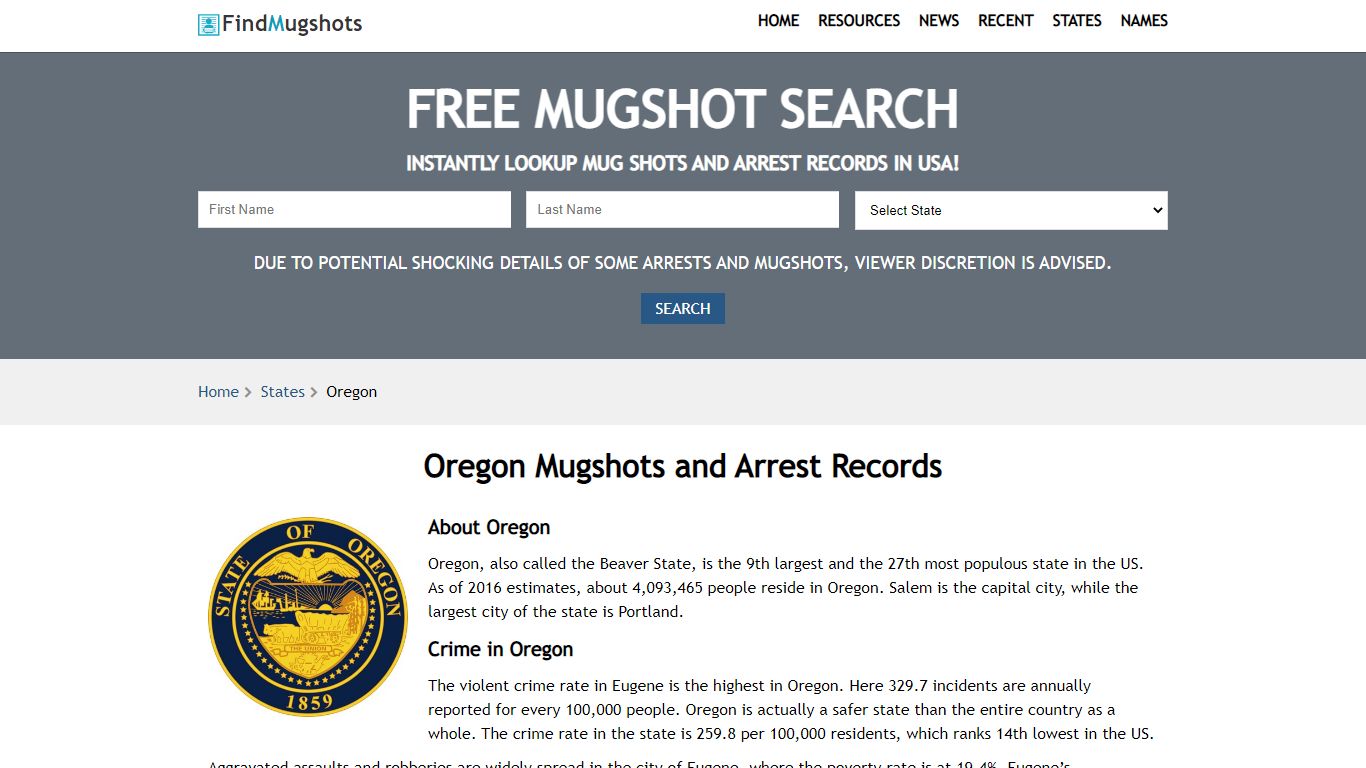 Find Oregon Mugshots - Find Mugshots